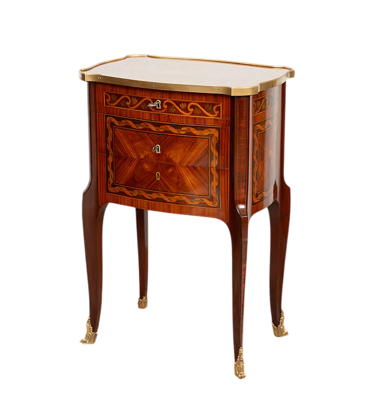 Bedside table Napoleon III French in fine exotic woods, 19th century 9