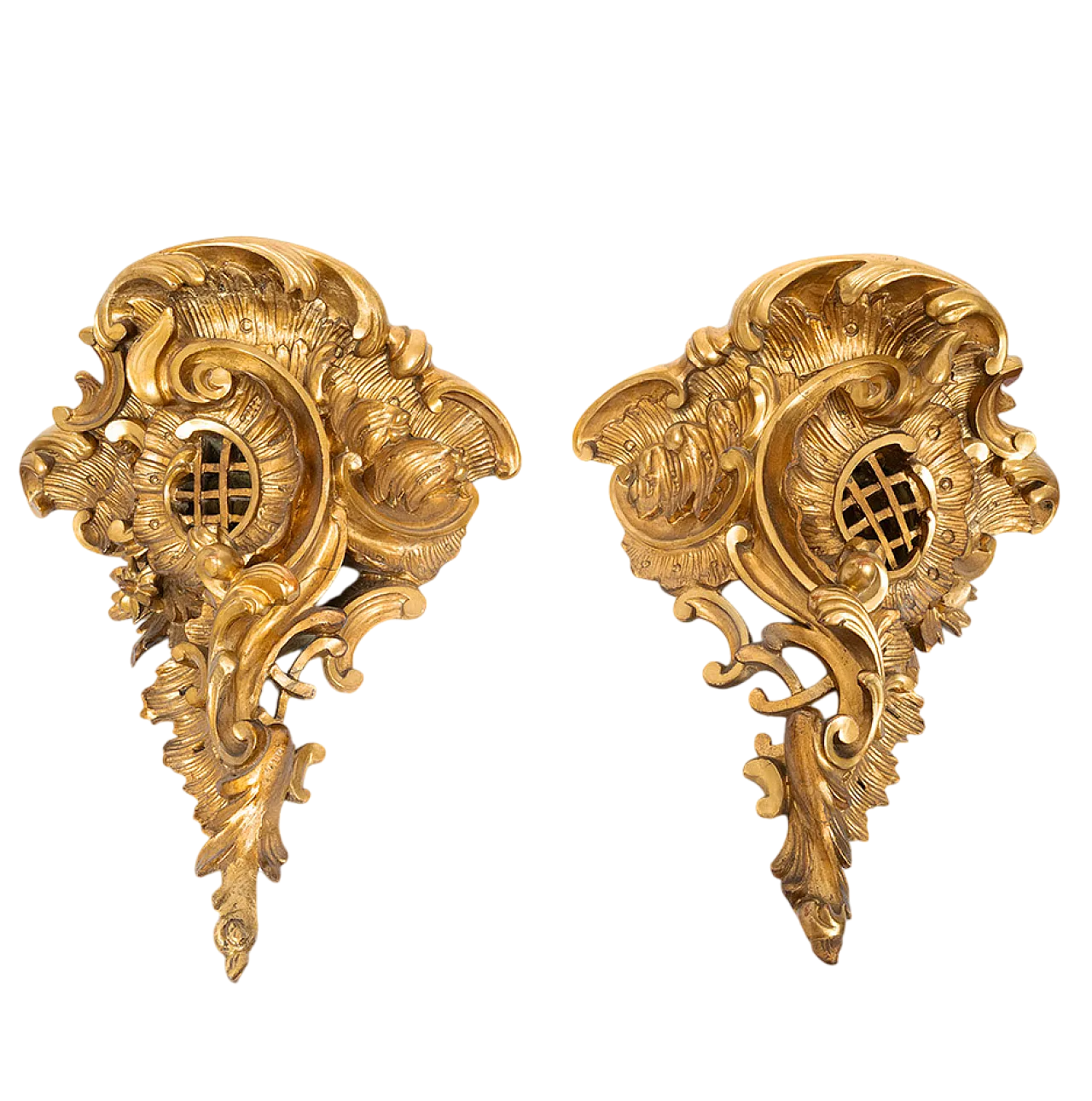 Pair of shelves Luigi Filippo Neapolitan in golden wood, 19th century 5