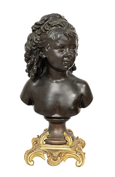 Sculpture in glossy bronze and golden bronze signed Houdon, 19th c.
