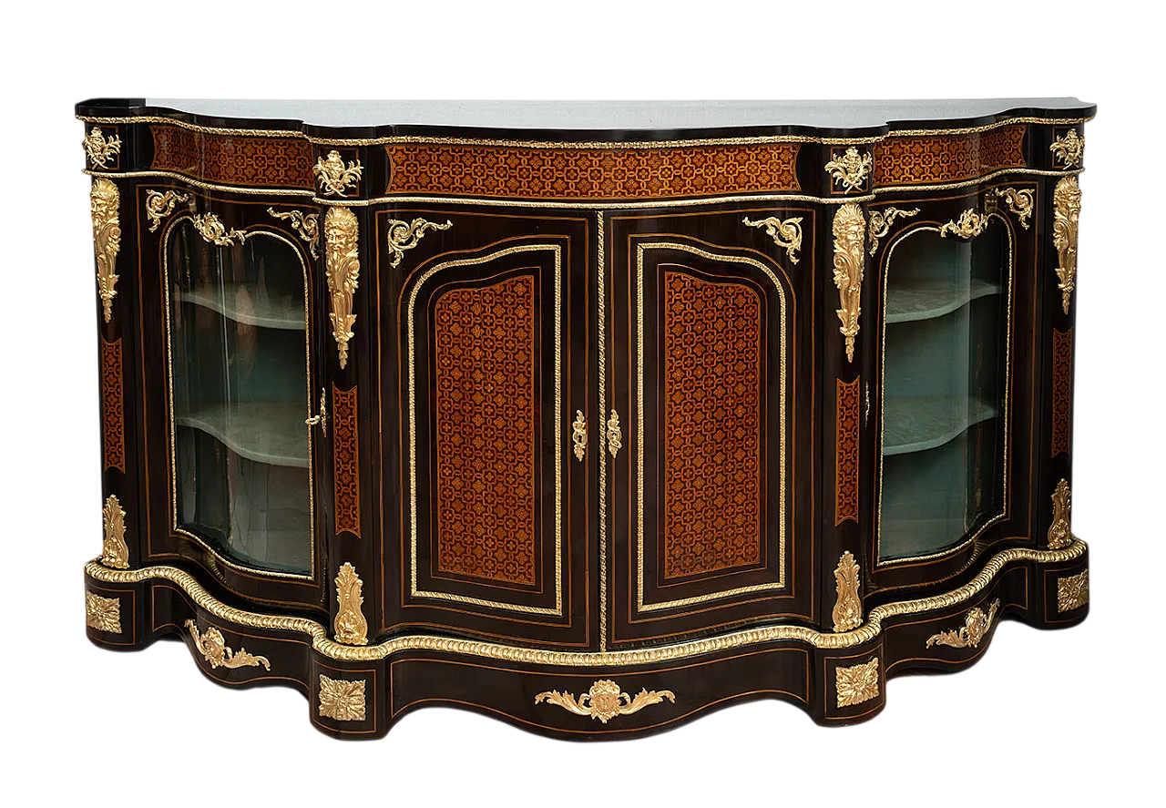 Sideboard Napoleon III in precious exotic woods, 19th century 7
