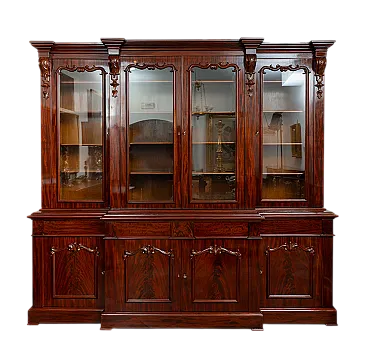 Victorian bookcase with four mahogany feather, 19th century