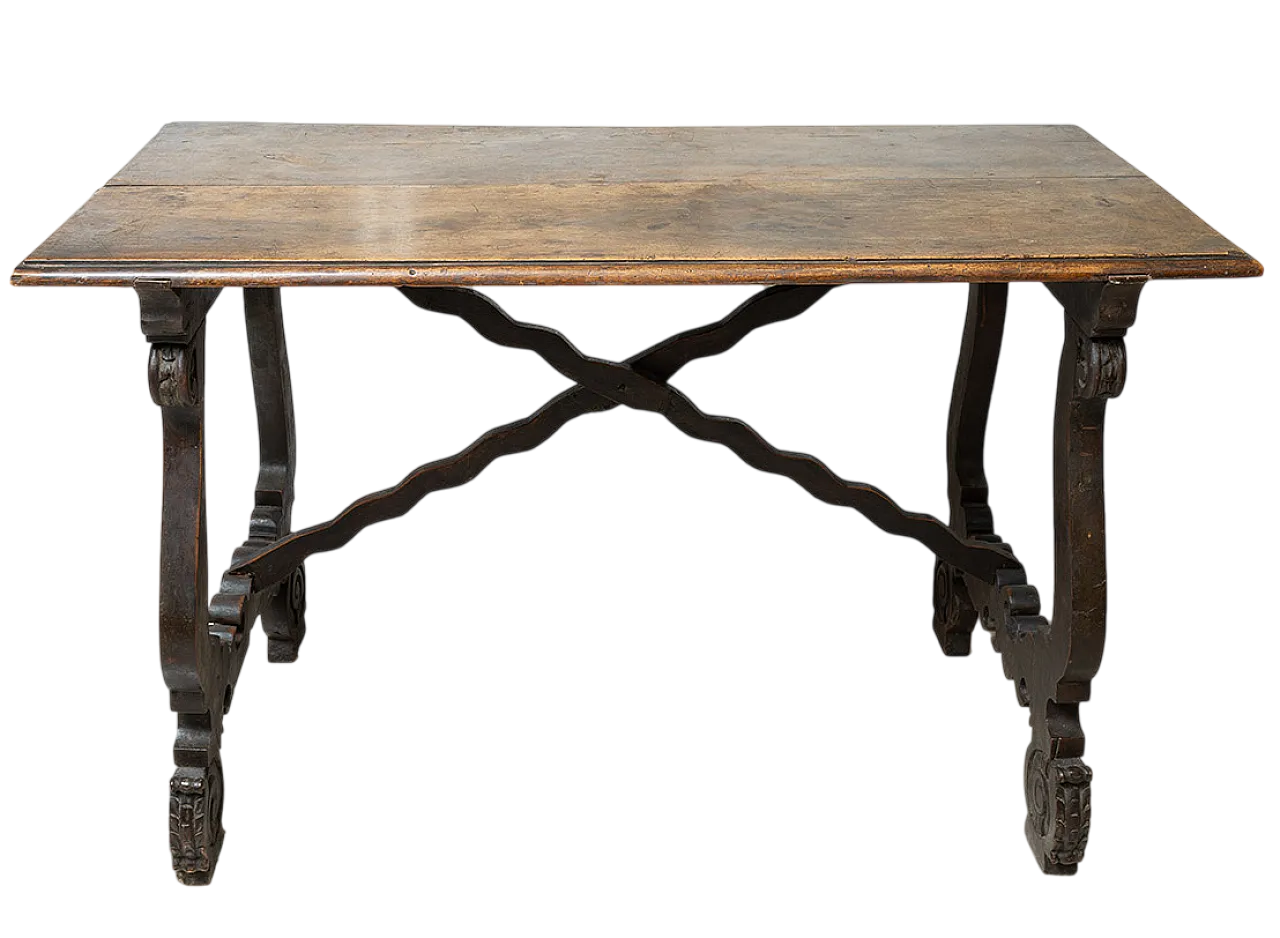 Tavolo da refettorio fratino in massello di noce, Napoli, '700 5