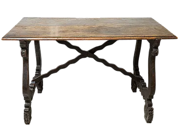 Fratino refectory table in solid walnut, Naples, 18th century