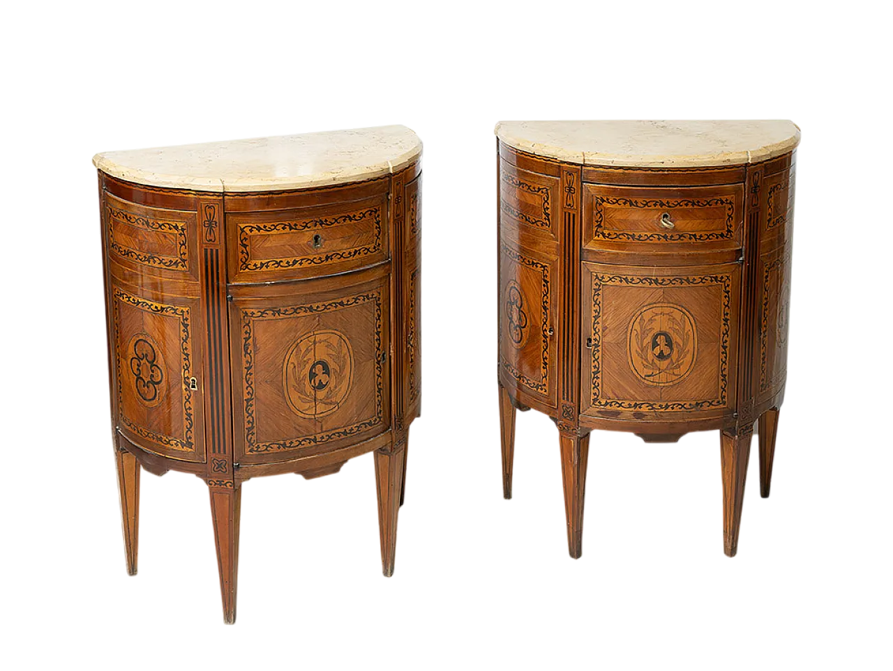 Pair of sideboards Louis XVI Neapolitan in Demi Lune, 18th century 8