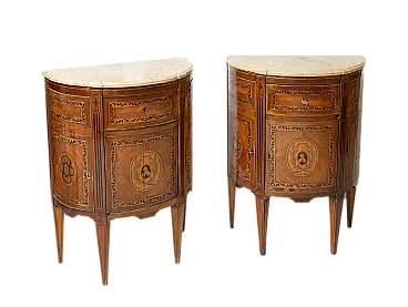 Pair of sideboards Louis XVI Neapolitan in Demi Lune, 18th century