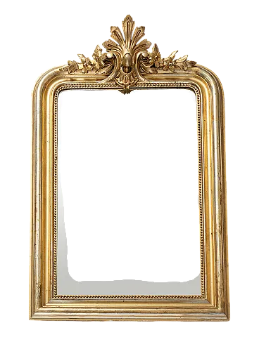Ancient mirror Napoleon III in golden and carved wood.