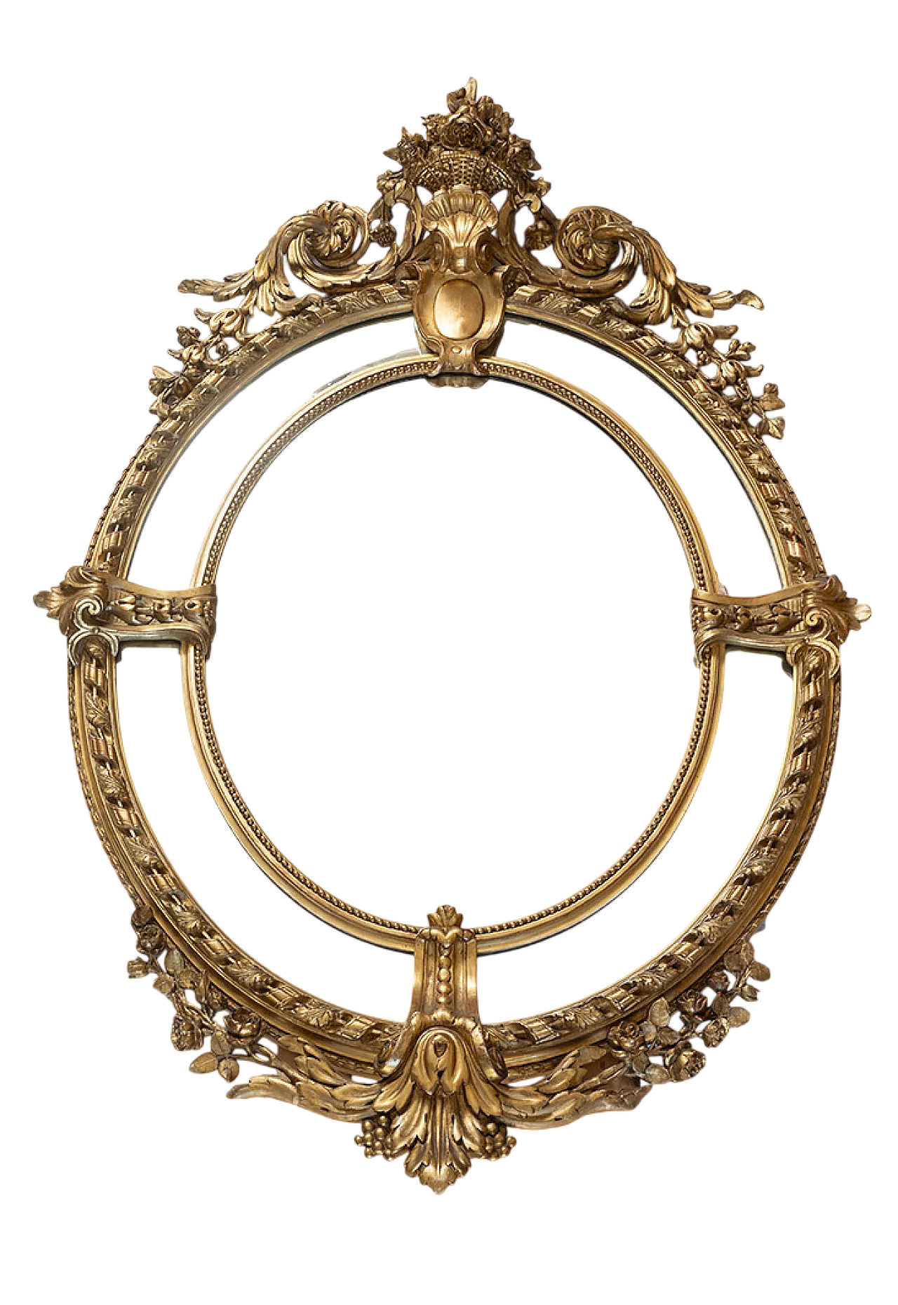 Specchiera a medaglione Napoleone III Francese in legno dorato, '800 5