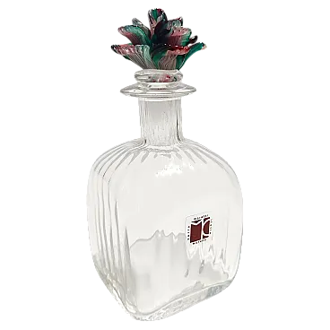 Bottiglia decanter in vetro di Murano di Carlo Moretti, anni '80