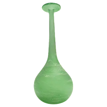 Vaso a tulipano vetro soffiato verde Scavo, attr. a Cenedese, anni '60