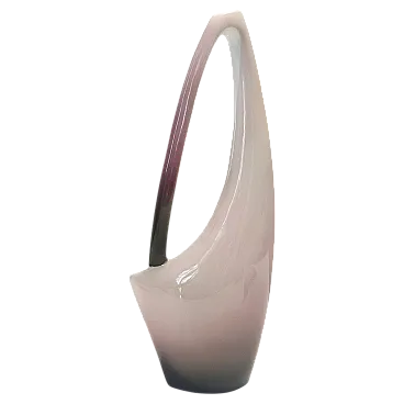 Vaso ceramica dipinto a mano viola, rosa e bianco di Ariele, anni '50