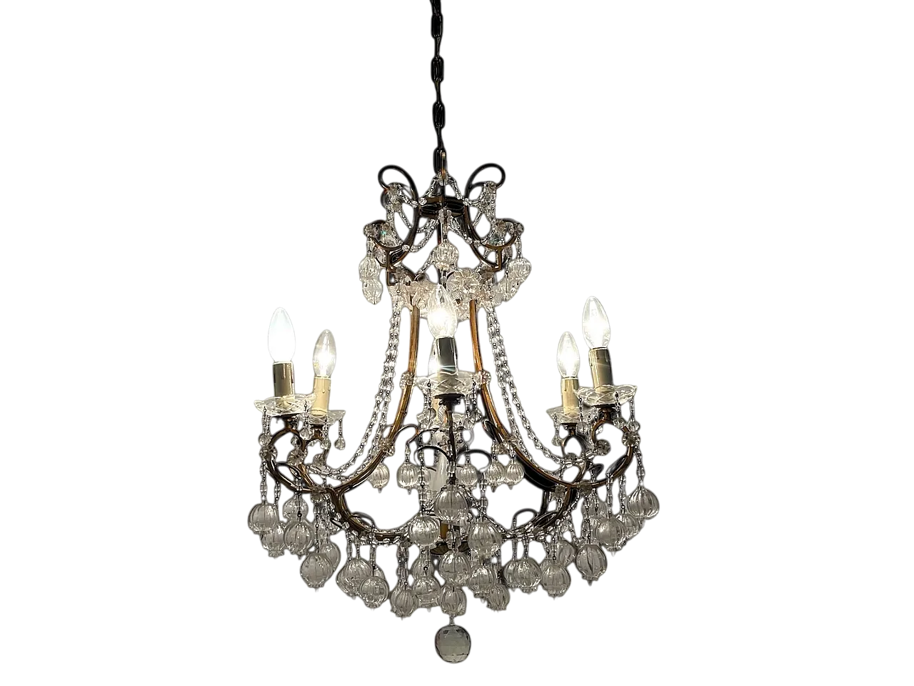 Lampadario in vetro di Murano dorato fiorentino, anni '50 20