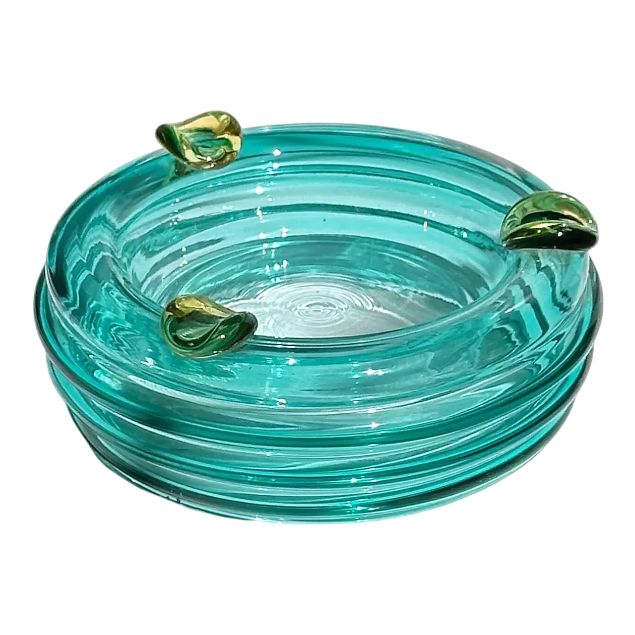 Italian Glass Vide Poche / Ash Tray Turquoise Glas Postmodern, 80s 7