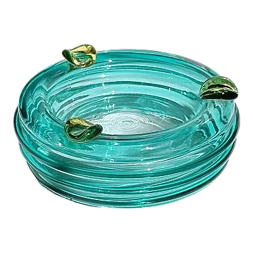 Italian Glass Vide Poche / Ash Tray Turquoise Glas Postmodern, 80s
