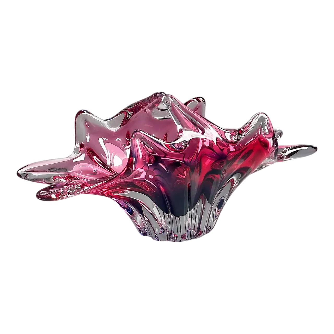 Bohemian Glass Basket Bowl 1960s 8