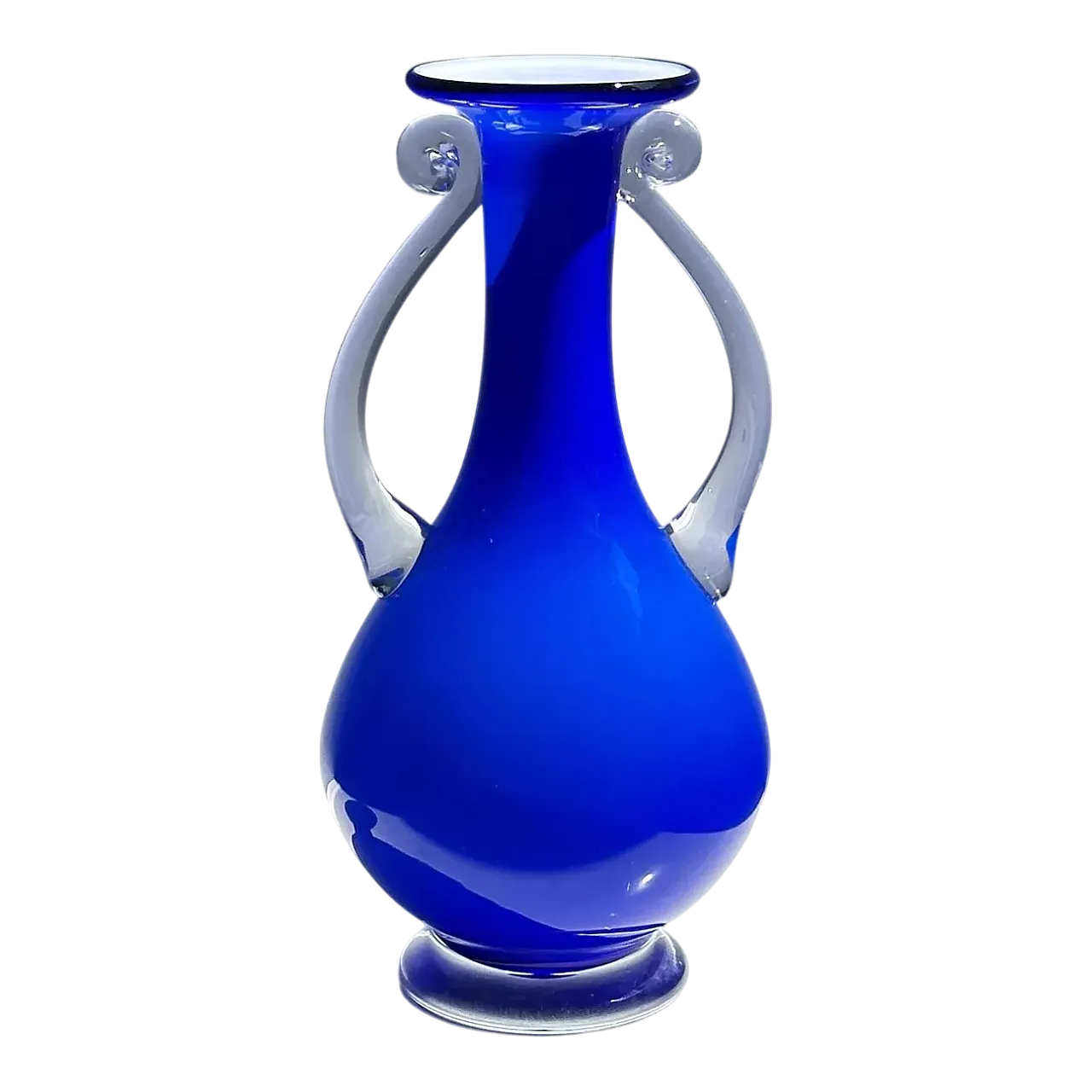 Postmodern handle vase kobalt blue postmodern 7