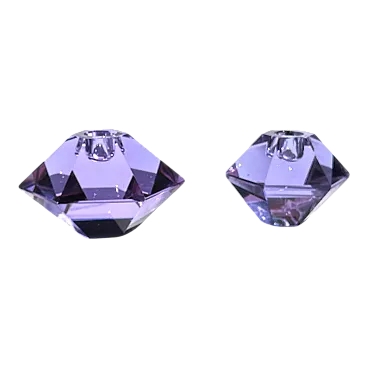 Coppia portacandele di vetro Alexandrite di Diamond Prism, anni '80