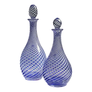 Coppia di bottiglie di vetro di cristallo di Pasabahce, anni '60