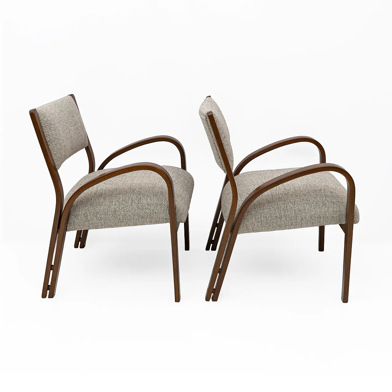 Coppia di poltrone e divano in tessuto Art Deco, anni '30 6