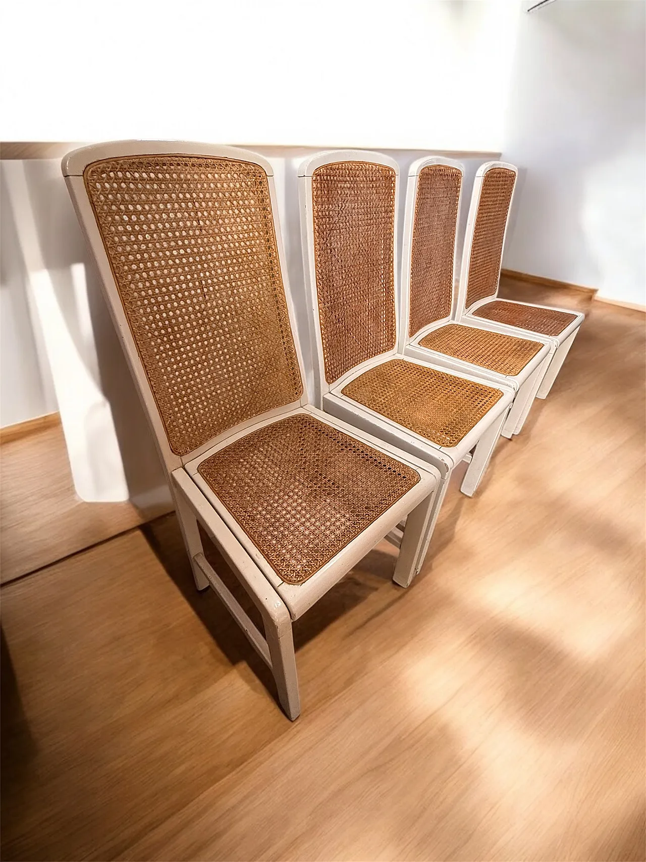 4 sedie di Mario Sabot in Wooden Vienna Straw, anni '70 3