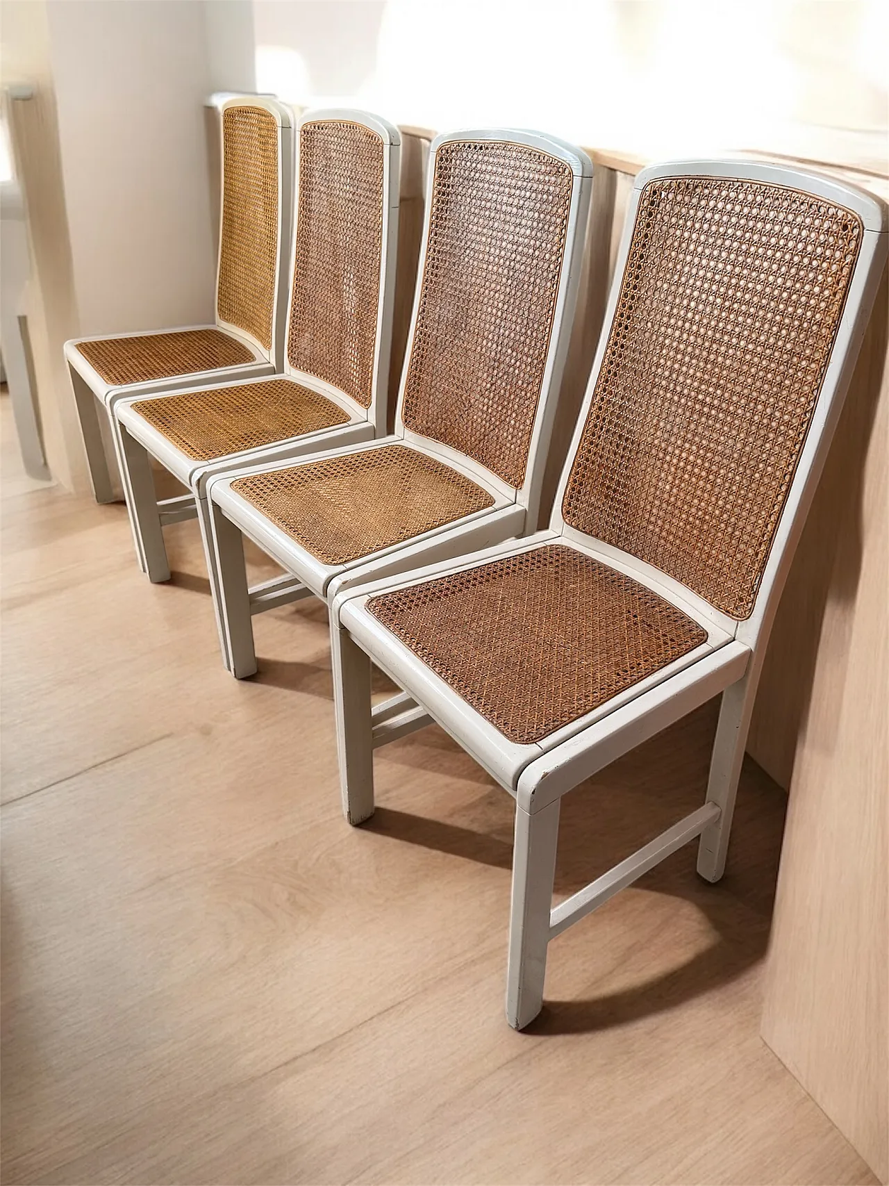 4 sedie di Mario Sabot in Wooden Vienna Straw, anni '70 4