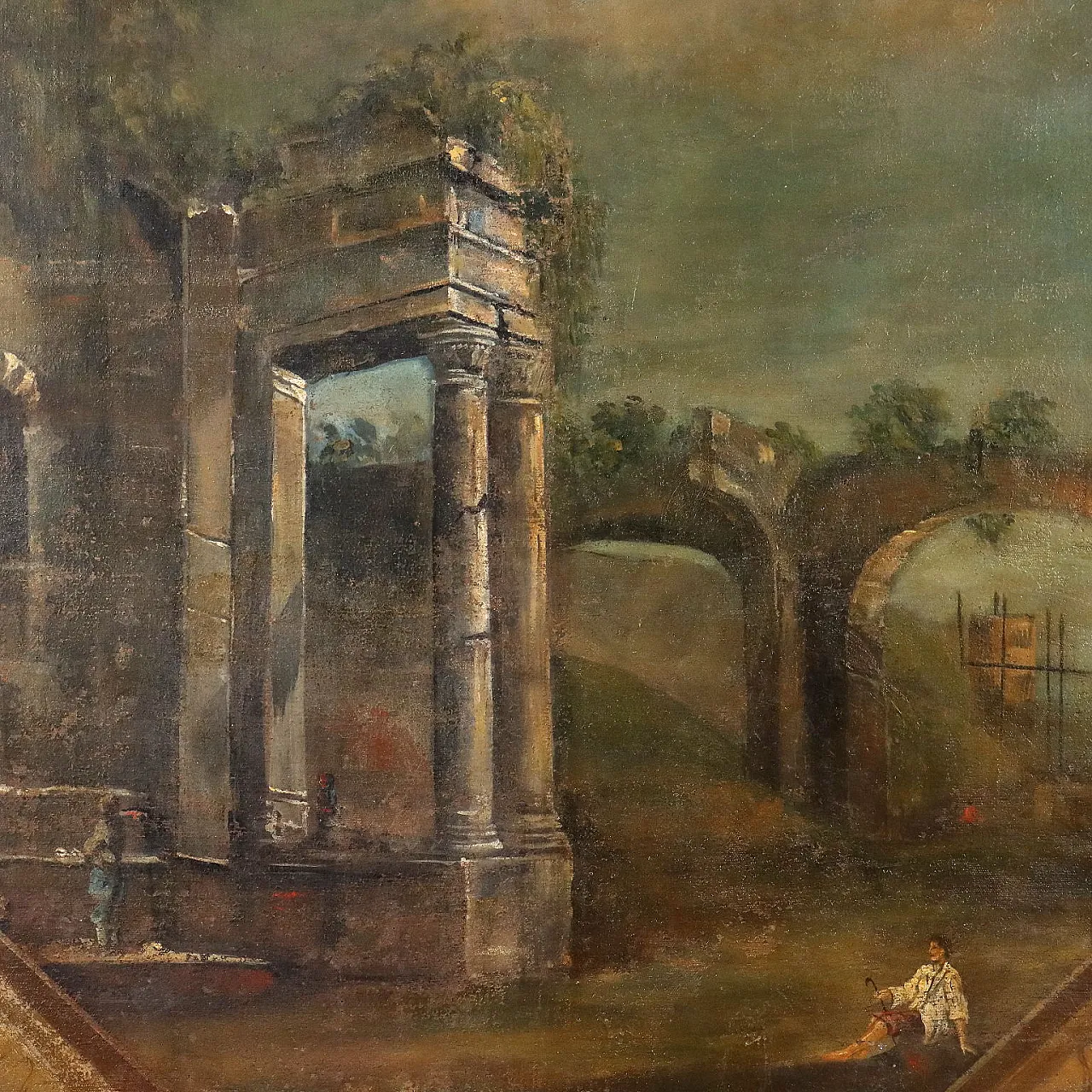 Paesaggio fluviale con Architetture, olio su tela, '700 3