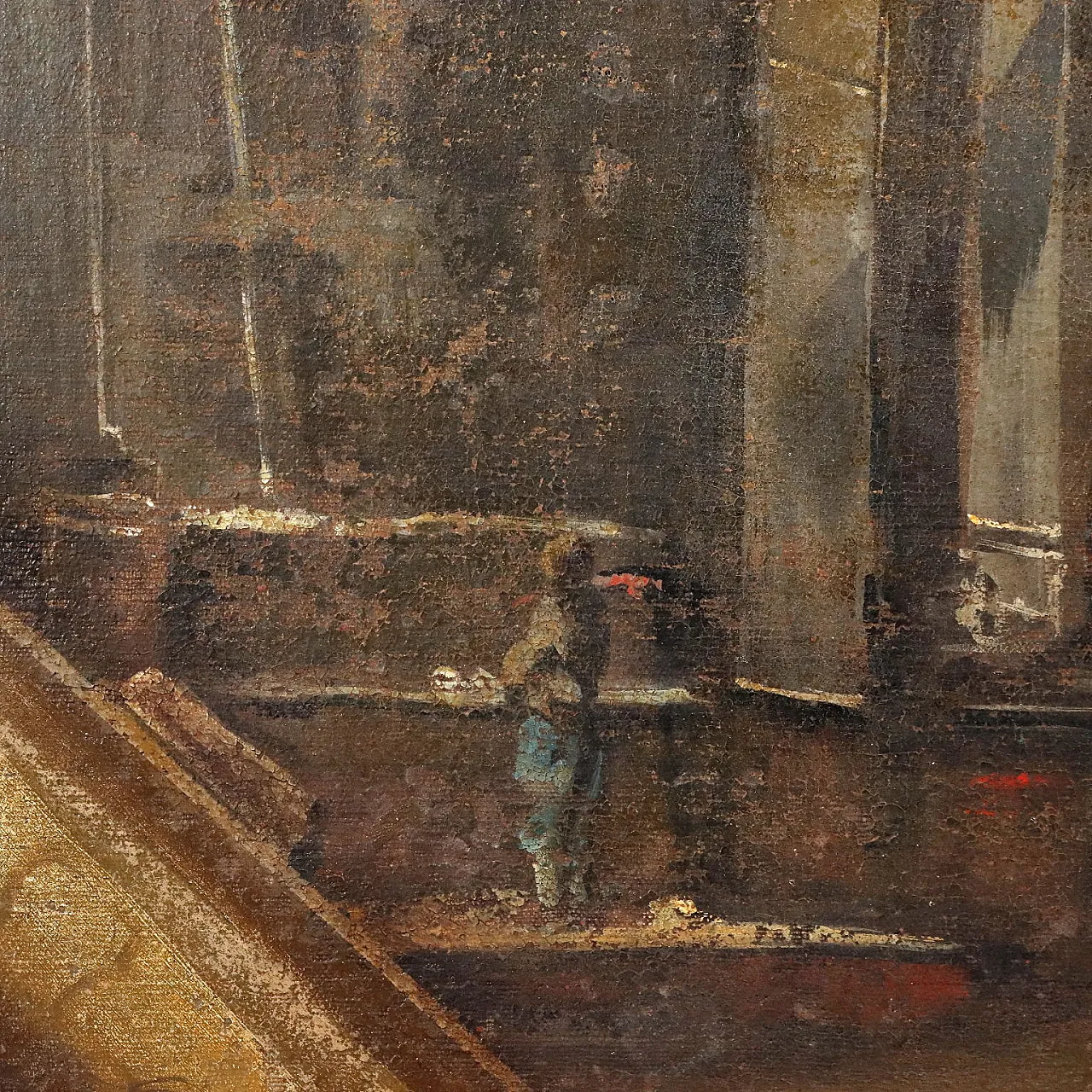 Paesaggio fluviale con Architetture, olio su tela, '700 4