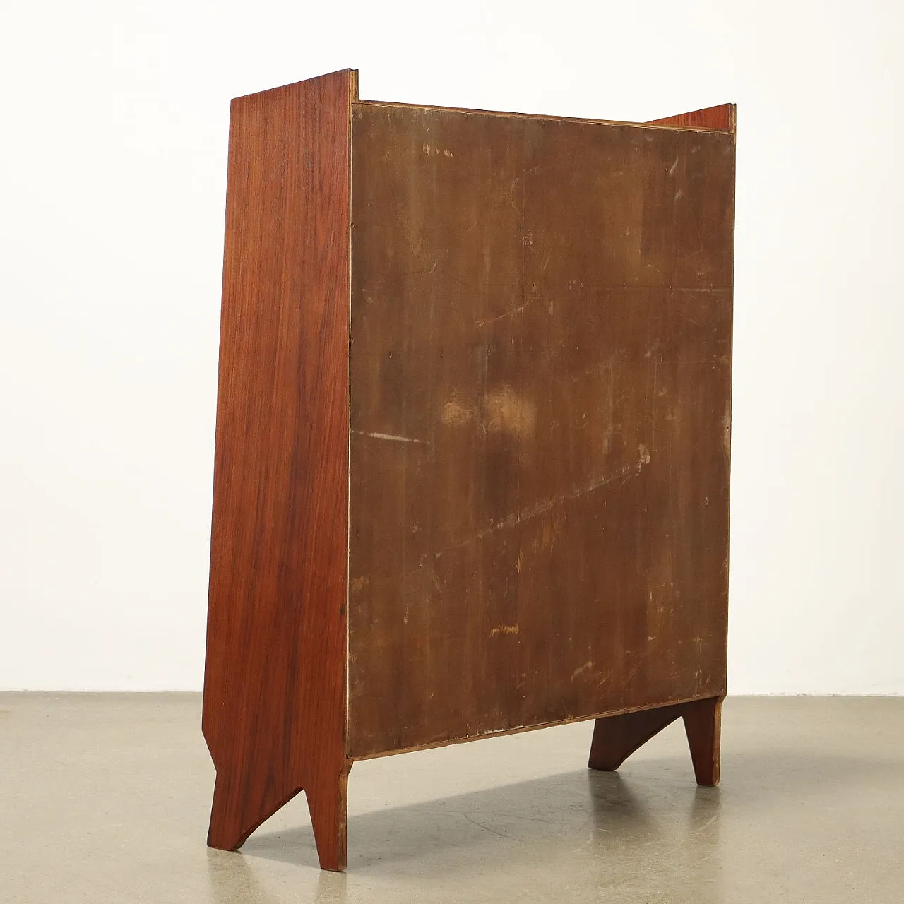 Small Bookcase exotic wood veneer painted interior, 1950s 9