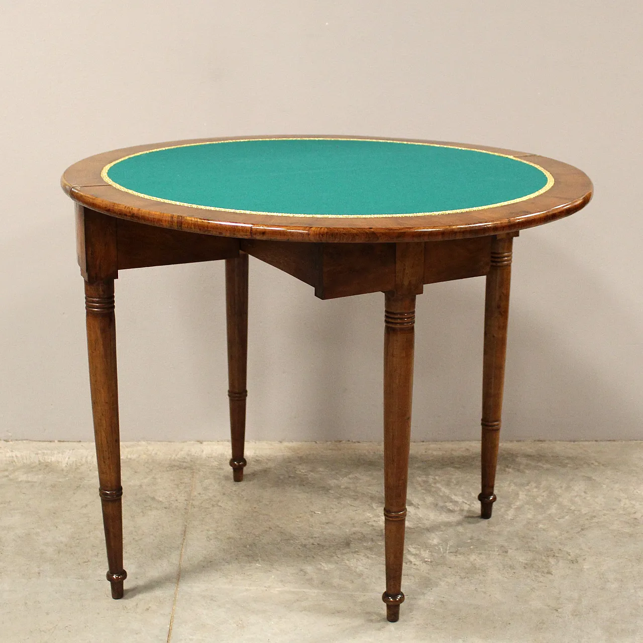 Console tavolino da gioco Carlo X in noce intarsiata '800 Italia 13