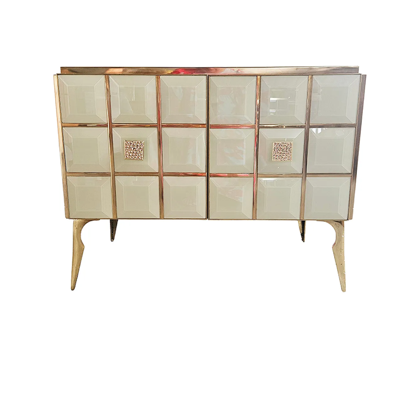 Credenza due ante in vetro molato, anni '90 1