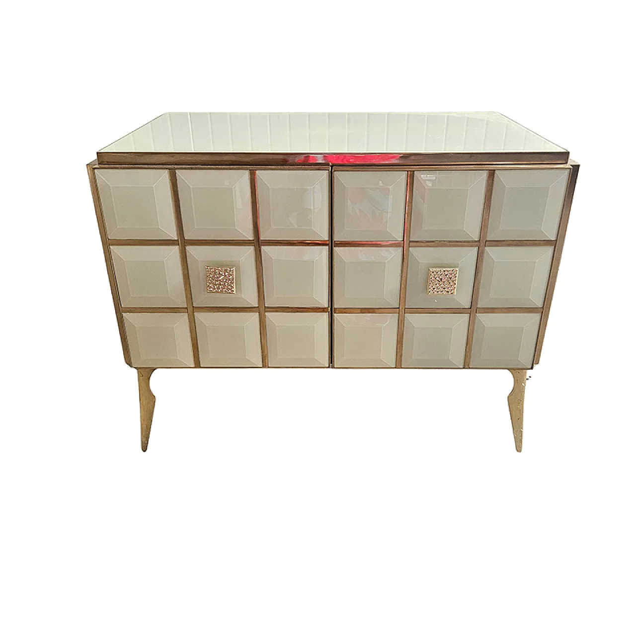 Credenza due ante in vetro molato, anni '90 2