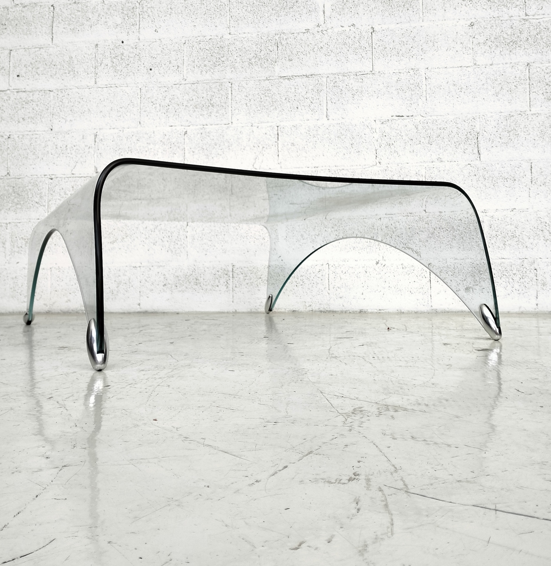 Curved Glass Coffee Table Genio by Massimo Iosa Ghini For Fiam
