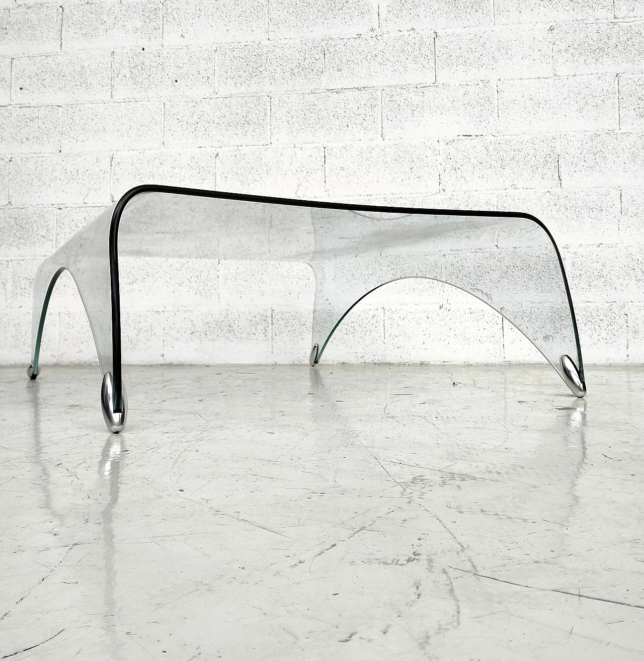 Curved Glass Coffee Table Genio by Massimo Iosa Ghini For Fiam, 2000 2