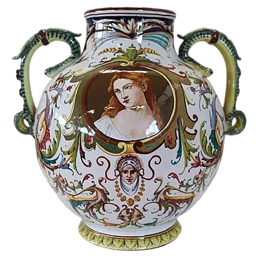 Ceramic vase classic decoration, Faenza 1950s