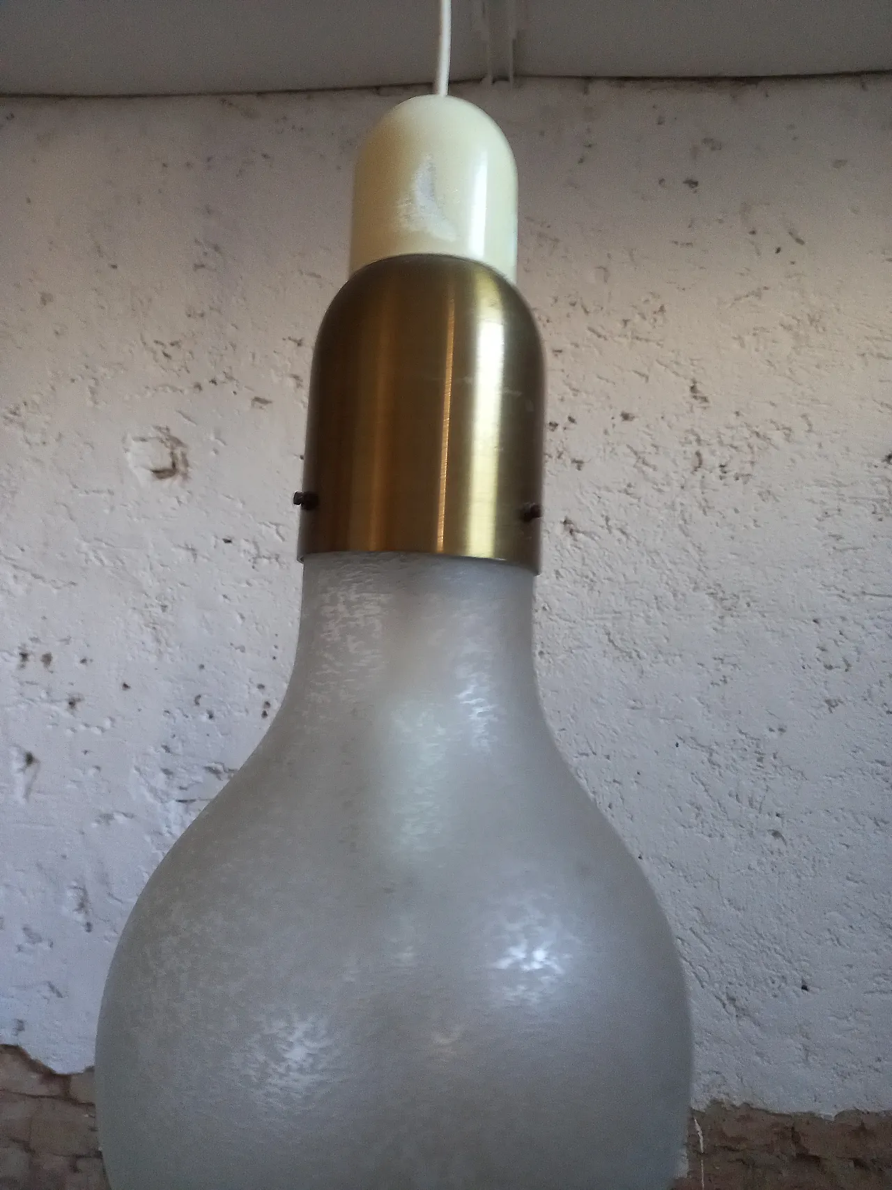 Chandelier in sandblasted glass by Stylux, 70s 4