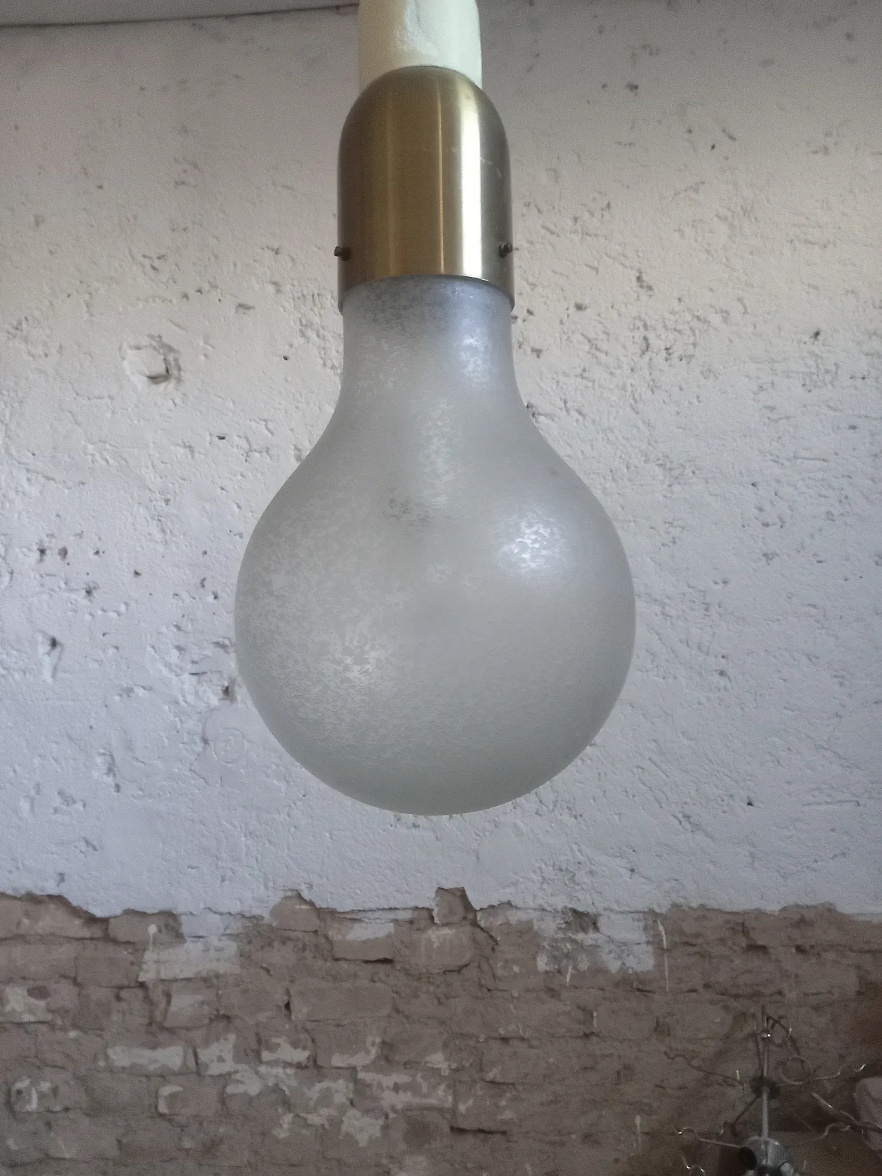 Chandelier in sandblasted glass by Stylux, 70s 6