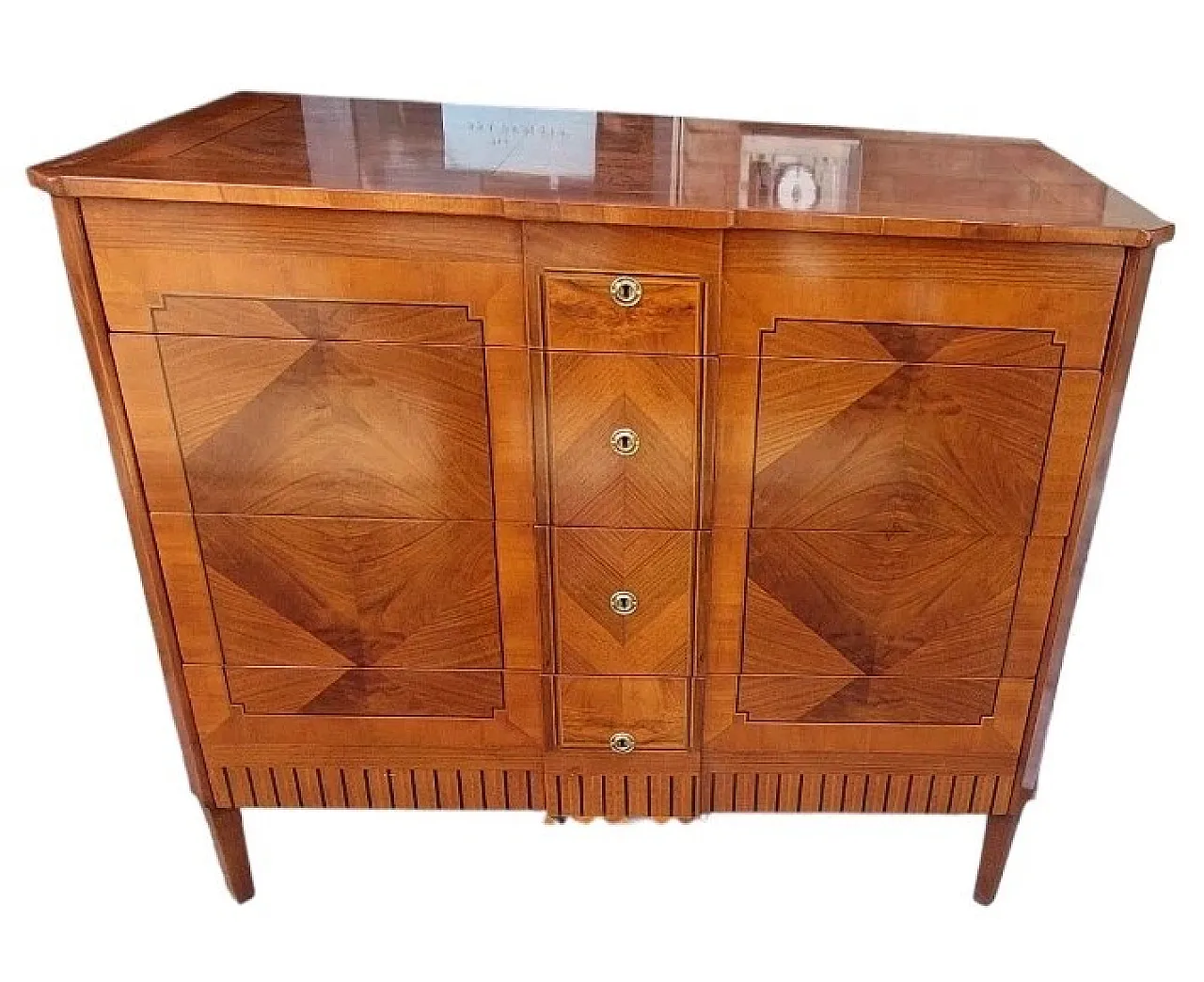 Cassettiera intarsiata in varie essenze stile Luigi XVI, '800 1