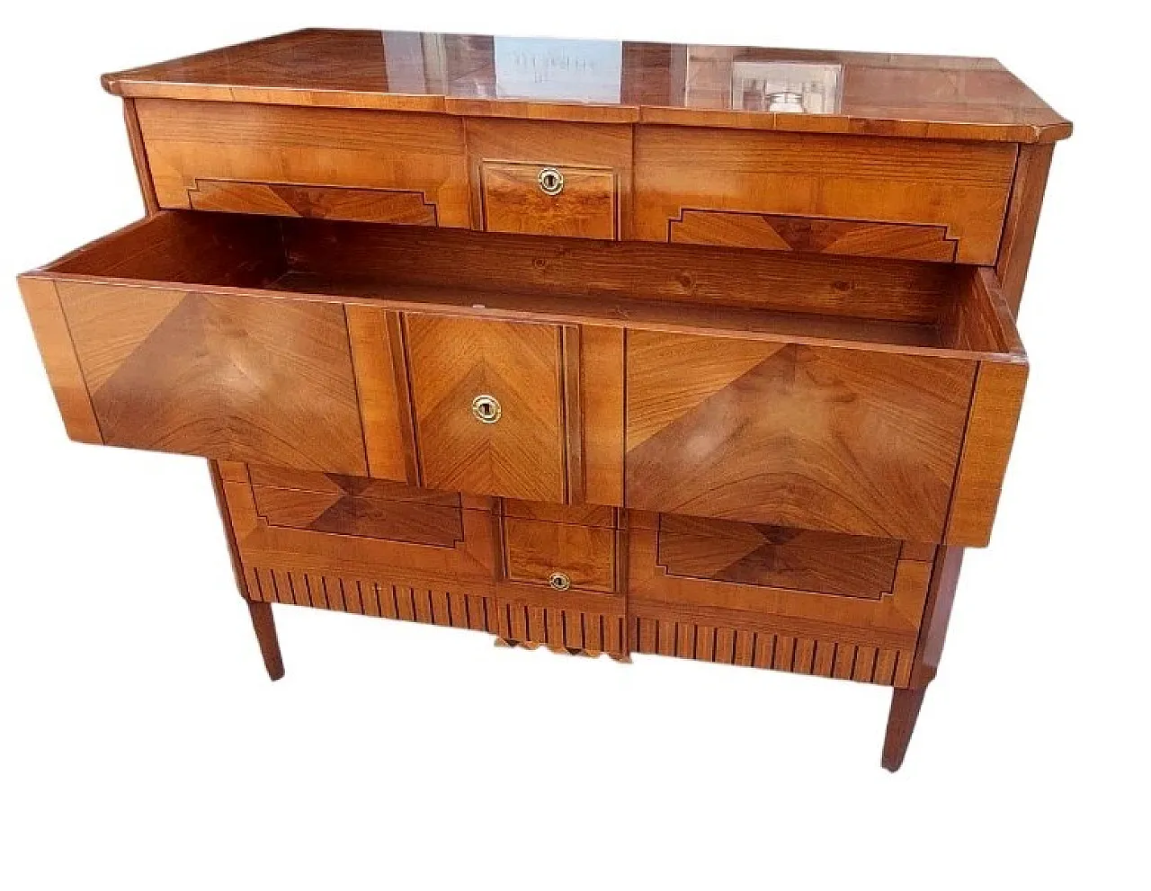 Cassettiera intarsiata in varie essenze stile Luigi XVI, '800 5