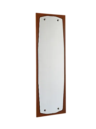 Vintage rectangular mirror in teak and bombed glass