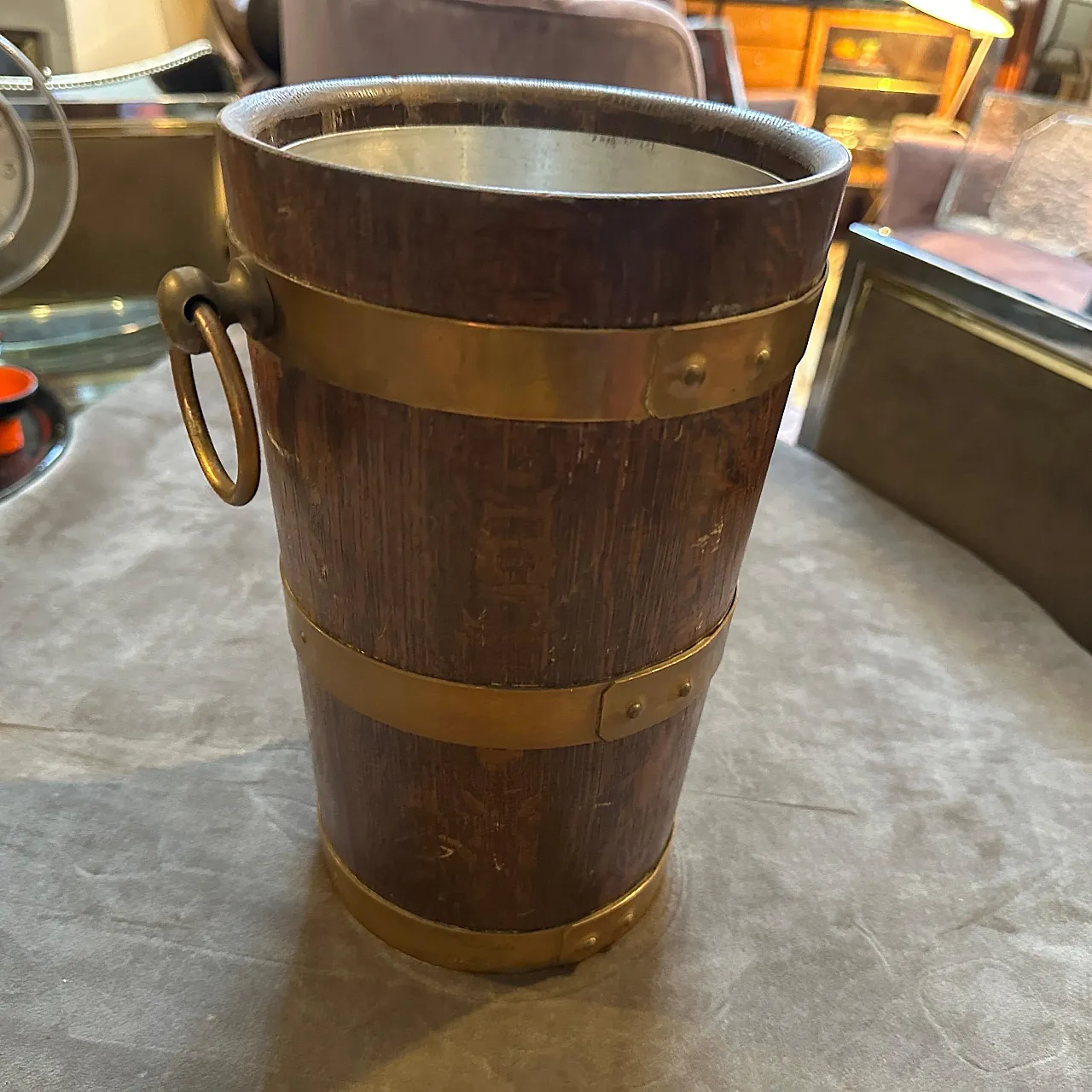 Wood and copper wine cooler by Geraud Lafitte, 1940s 2