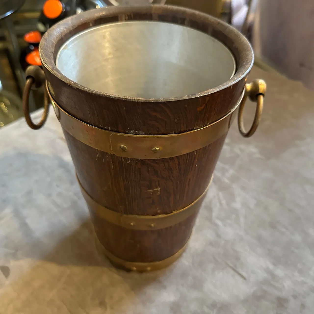Wood and copper wine cooler by Geraud Lafitte, 1940s 5