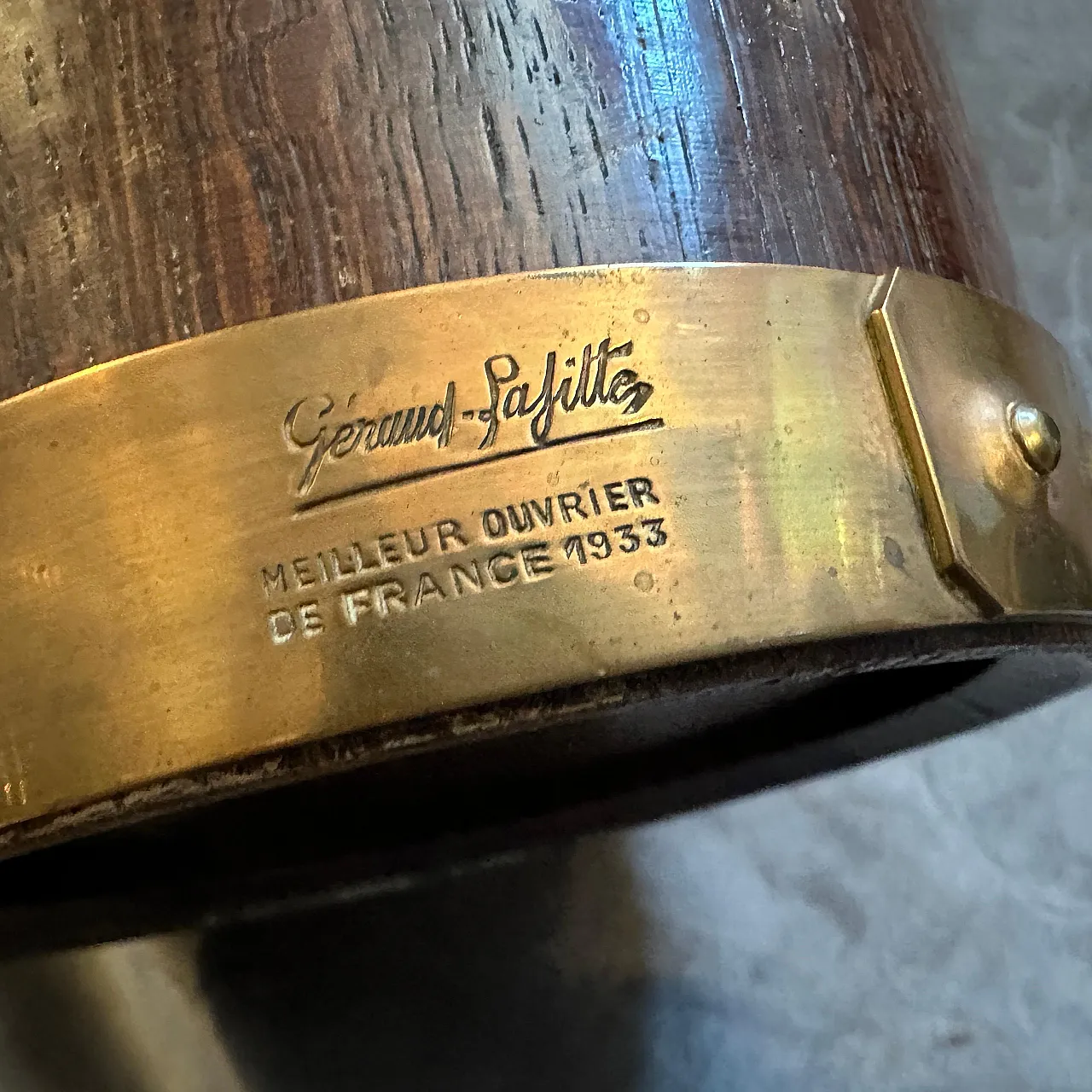 Wood and copper wine cooler by Geraud Lafitte, 1940s 8