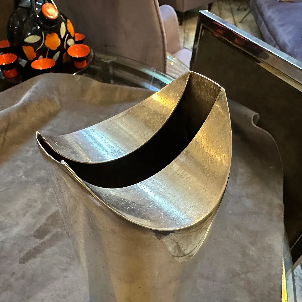 Minimalist Silver Plated Sculptural Vase by Lino Sabattini, 1970s 5