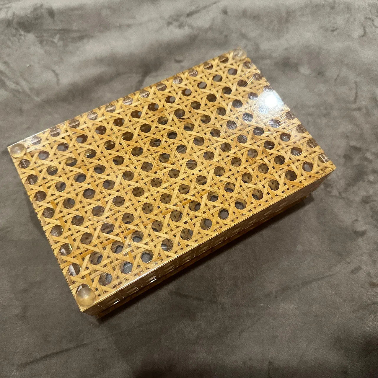 Plexiglass and Vienna Straw Rectangular Box Dior Home style, 1980s 7