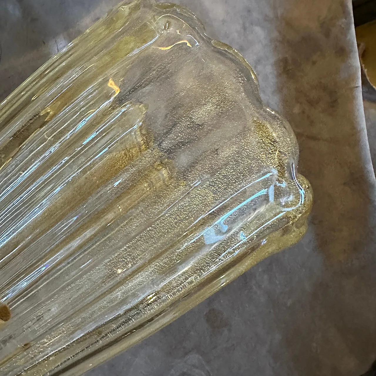 Coppia di applique in vetro di Murano e ottone stile Barovier, anni 90 3