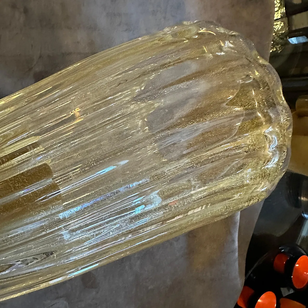 Coppia di applique in vetro di Murano e ottone stile Barovier, anni 90 10