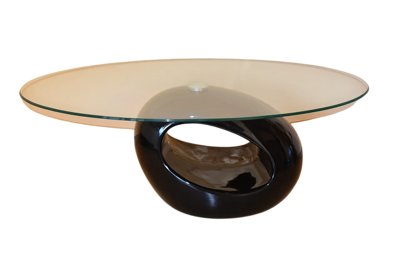 Tavolino moderno con vetro ovale, 2000s 18