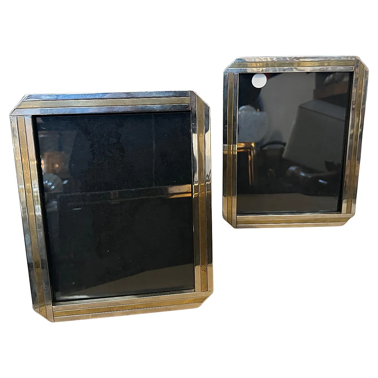 Pair of silver plated frames in Willy Rizzo style, 1970s 1