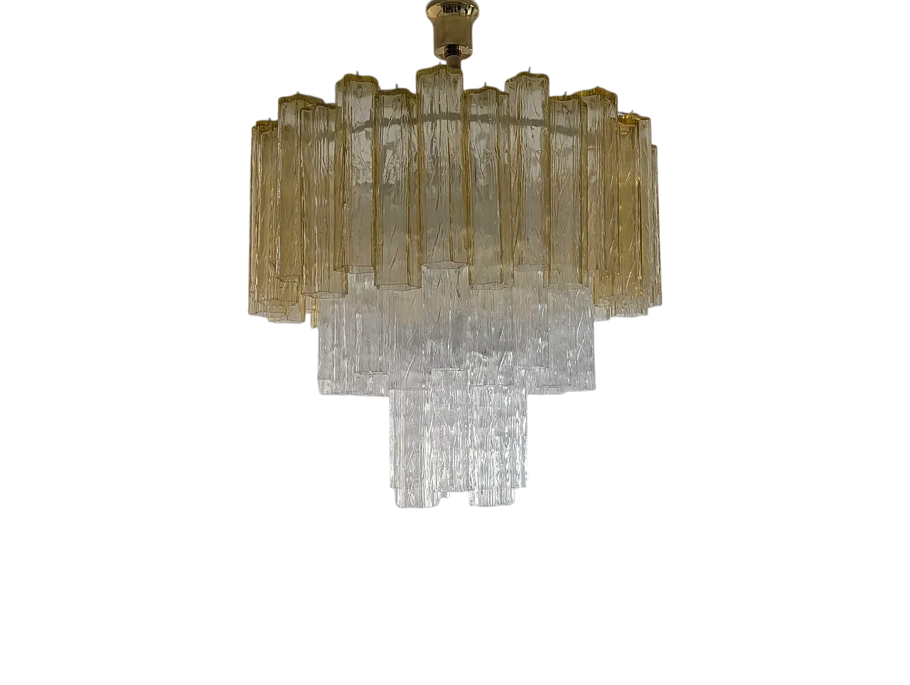 Murano Ambra glass cascade chandelier and crystal, 70s 14