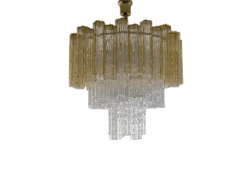 Murano Ambra glass cascade chandelier and crystal, 70s