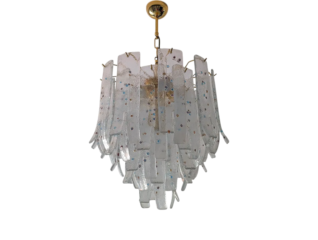 Lampadario con steli in vetro di Murano firmato Barbini anni 70 9